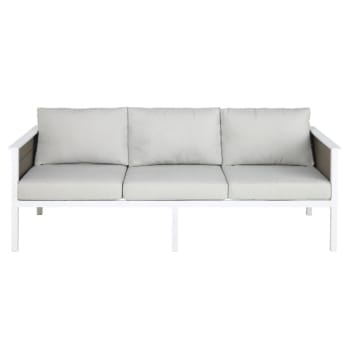 3 Sitzer Gartensofa Aus Weissem Aluminium Und Hellgrauem Segeltuch Escale Maisons Du Monde