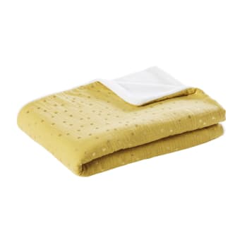 Babydeken van tweekleurig katoen met goudkleurige stippen 75x100