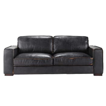 canape vintage 3 places en cuir marron colonel maisons du monde