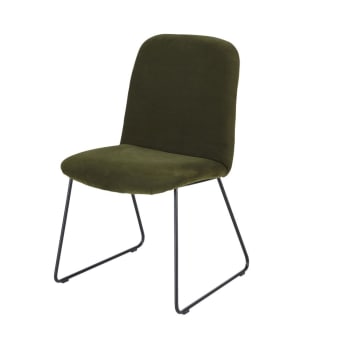 Chaise en velours bleu nuit et métal noir Hella | Maisons du Chaise en velours bleu nuit et métal noir Hella | Maisons du
