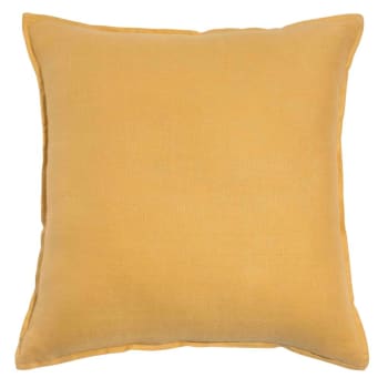Cojín de lino lavado amarillo 45x45 | Maisons du Monde Cojín de lino lavado verde albahaca 60x60 | Maisons du Monde