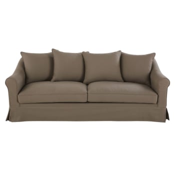 Divano 4 Posti Color Talpa In Cotone Joanne Maisons Du Monde