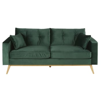 Divano letto in stile scandinavo a 3/4 posti in velluto verde Brooke