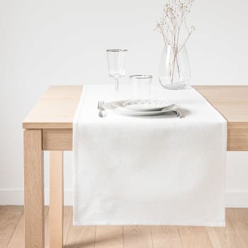 Ecru tafelloper met goudkleurige motieven 48x150