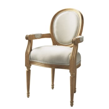 Fauteuil cabriolet en coton écru Louis | Maisons du Monde Fauteuil cabriolet en coton écru Louis | Maisons du Monde