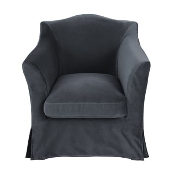 Fauteuil en velours bleu nuit Anaelle | Maisons du Monde Fauteuil en velours bleu nuit Anaelle | Maisons du Monde