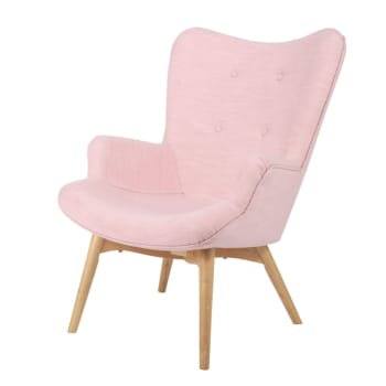 Fauteuil style scandinave en velours rose clair Iceberg Fauteuil style scandinave en velours rose clair Iceberg
