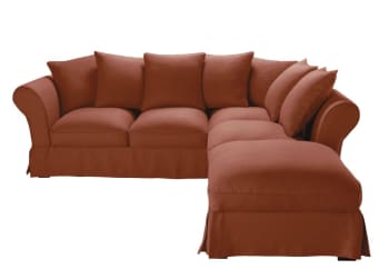 Cubre sofá chaise longue derecho aterciopelado ocre 250-300 cm TURIN, Maisons du Monde