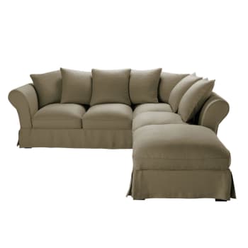 Cubre sofá chaise longue derecho aterciopelado ocre 250-300 cm TURIN, Maisons du Monde