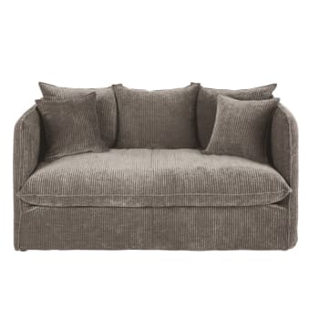 Cubre sofá chaise longue derecho aterciopelado marfil 300-350 cm