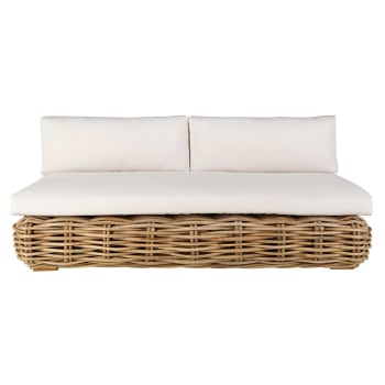 Gartenbank 3 Sitzer Aus Rattan Mit Ecrufarbenem Kissen St Tropez Maisons Du Monde