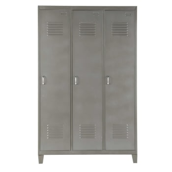 Black Metal 3 Doors Wardrobe On Wheels Loft Maisons Du Monde