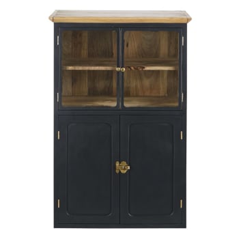 Küchenoberschrank mit 4 Glastüren aus massivem Mangoholz, weiß B60