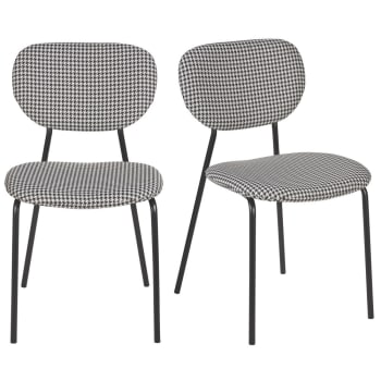 probleem statisch Wild Set van 2 professionele stoelen in zwart metaal en stof met  pied-de-poulemotieven Oscarine Business | Maisons du Monde