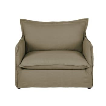 Sillon De Lino Arrugado Beige Barcelone Maisons Du Monde