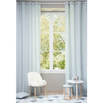 Single Powder Pink Washed Linen Eyelet Curtain 130x300 Maisons