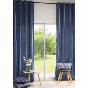 Single Powder Pink Washed Linen Eyelet Curtain 130x300 Maisons