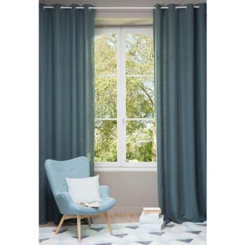 Single Powder Pink Washed Linen Eyelet Curtain 130x300 Maisons
