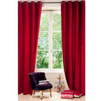 Single Lime Green Velvet Eyelet Curtain 140x300 Maisons Du Monde