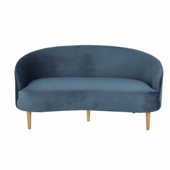 Sofa De 2 3 Plazas De Terciopelo Azul Spy Maisons Du Monde