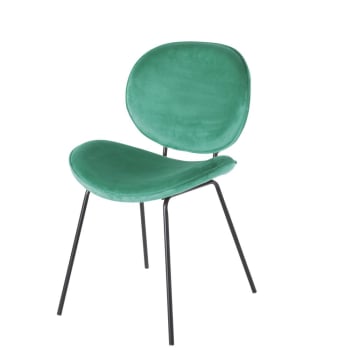Stuhl mit grünem Samtbezug und schwarzem Metall Luna | Maisons du Monde