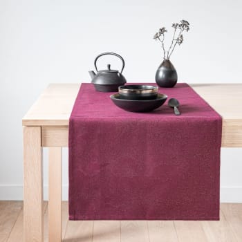 Tischläufer, rot mit goldenem Blumenmuster, 48x150