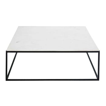 Vierkante salontafel van wit marmer zwart metaal Marble | Maisons du Monde