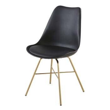 Verrijken Excentriek Bijlage Zwarte stoel met poten van goudkleurig verchroomd metaal Wembley | Maisons  du Monde