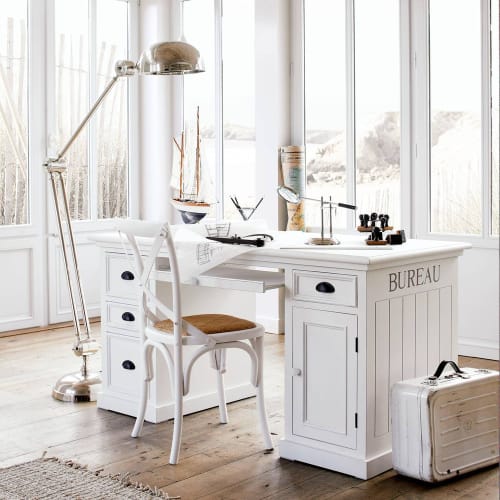 1 Door 4 Drawer Desk In White Newport Maisons Du Monde