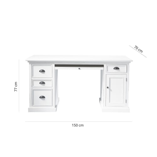 1 Door 4 Drawer Desk In White Newport Maisons Du Monde