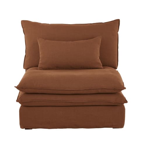 Sofas und sessel Modulsofa und Sofa Eckelemente | 1-Sitzer-Modulelement für modulares Sofa aus Crinkle-Leinen, sienaorange - RP04619