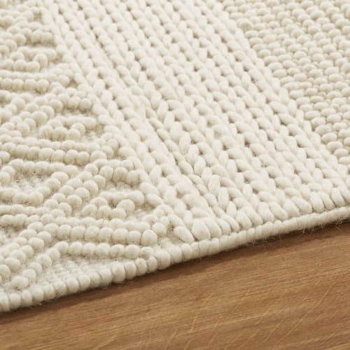 140x200cm Ecru Cotton And Wool Rug With, Why Are Wool Rugs Better