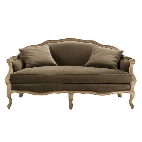 2 3 Seater Velvet Sofa Bench In Taupe