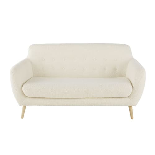 2/3-Sitzer-Sofa mit Bezug aus weißem Kunstfell