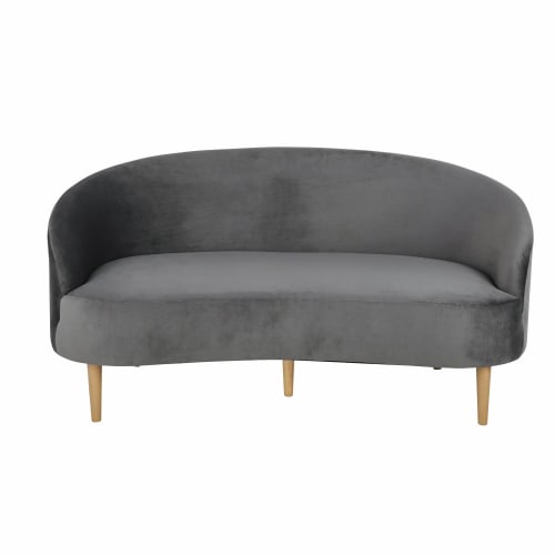 2/3-Sitzer-Sofa mit grauem Samtbezug