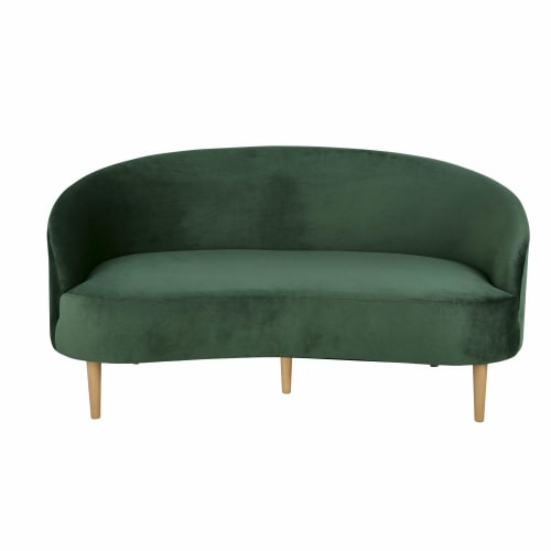 Sofas und sessel Gerade Sofas | 2/3-Sitzer-Sofa mit grünem Samtbezug - EW50552