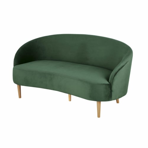 Sofas und sessel Gerade Sofas | 2/3-Sitzer-Sofa mit grünem Samtbezug - EW50552