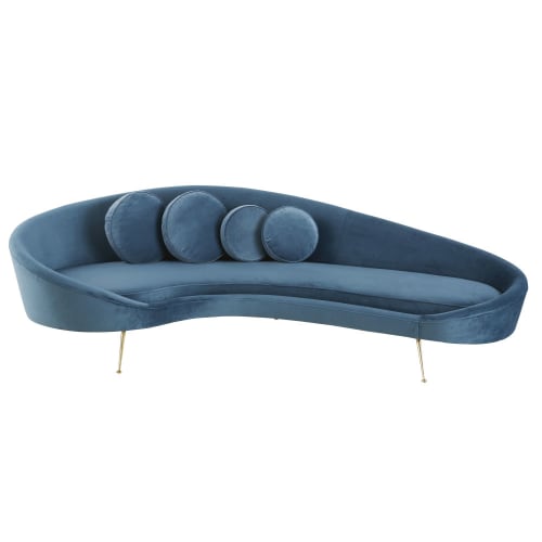 Sofas und sessel Gerade Sofas | 2/3-Sitzer-Sofa mit Samtbezug, blau - CP94813