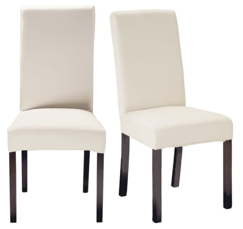 2 chaises à housser en pin teinté wengé