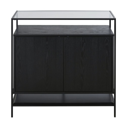 Furniture Sideboards | 2-door glass and black metal sideboard - LN88518