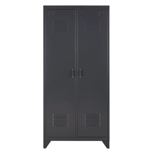 2-door metal wardrobe in charcoal grey