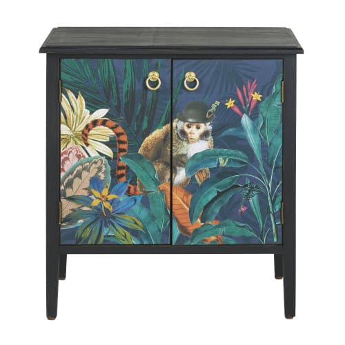 2-door storage cabinet with multicoloured tropical print