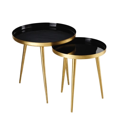 Lovely pictures of end tables 2 Gold And Black Metal Nesting End Tables Jovi Maisons Du Monde