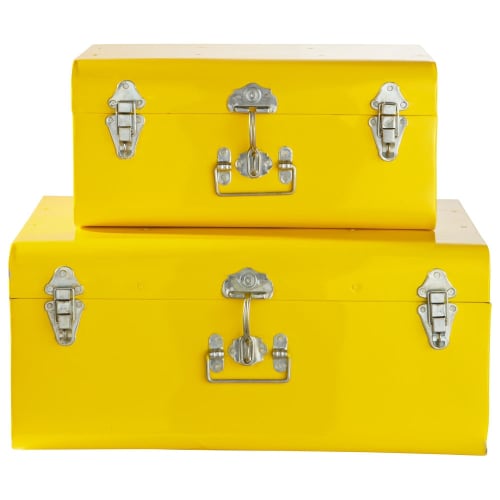 Möbel Aufbewahrungsboxen und Truhen | 2 Metalltruhen, gelb - WY80285