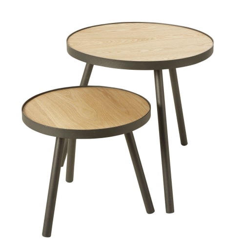 Tavolini Maison Du Monde.2 Natural And Black Side Tables Bolton Maisons Du Monde