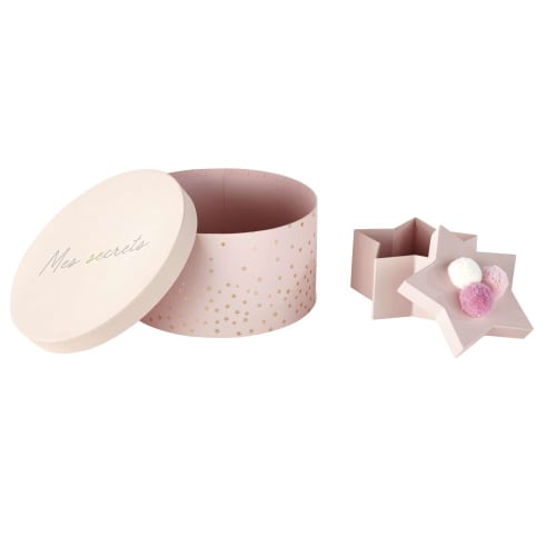 2 runde Schachteln mit Sternen, Karton, rosa Mila | Maisons du Monde