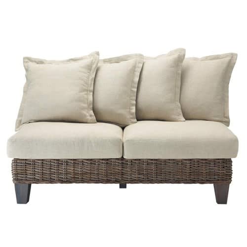 2 Seater Light Kubu Rattan Garden Sofa