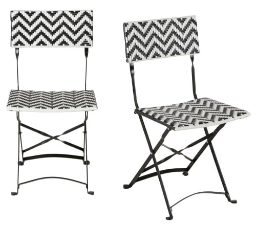 2 sillas de jardín profesionales de resina trenzada negra y blanca