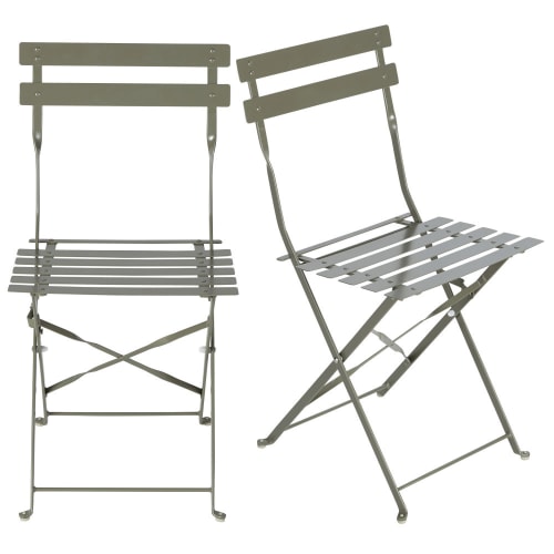2 sillas profesionales de exterior de metal verde caqui Alt.80