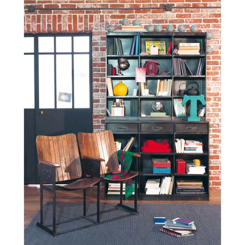 2-Sitzer Bank im Industrial-Stil aus Mangoholz antik Cinéaste | Maisons